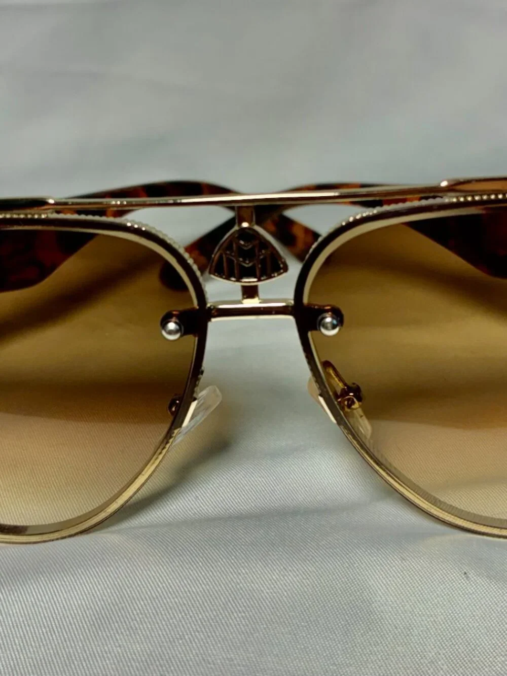 Maybach Gold Aviator Sunglasses Tortoiseshell Temples Made in Italy